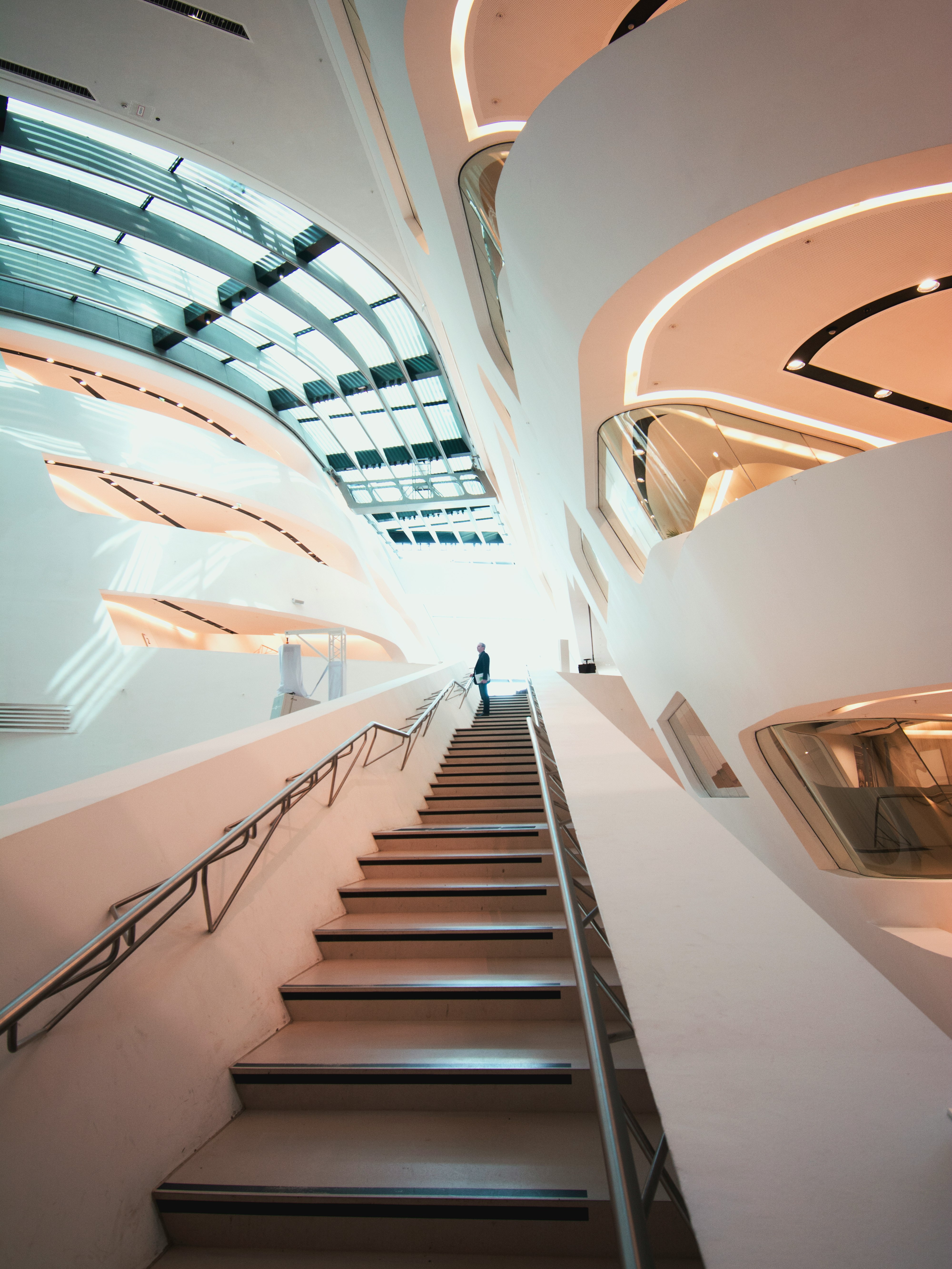 man standing on stair